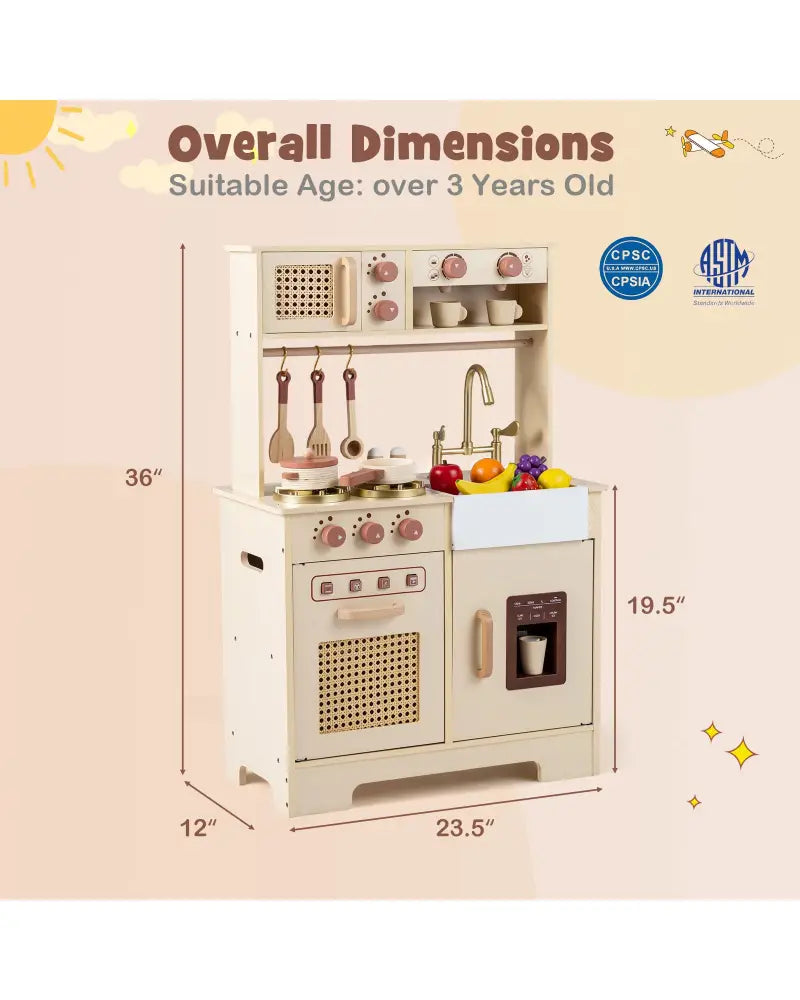 Chef Pretend Play Kitchen for Kids with Realistic Lights and Sounds-Yellow - Yellow - Play Kitchen Sets