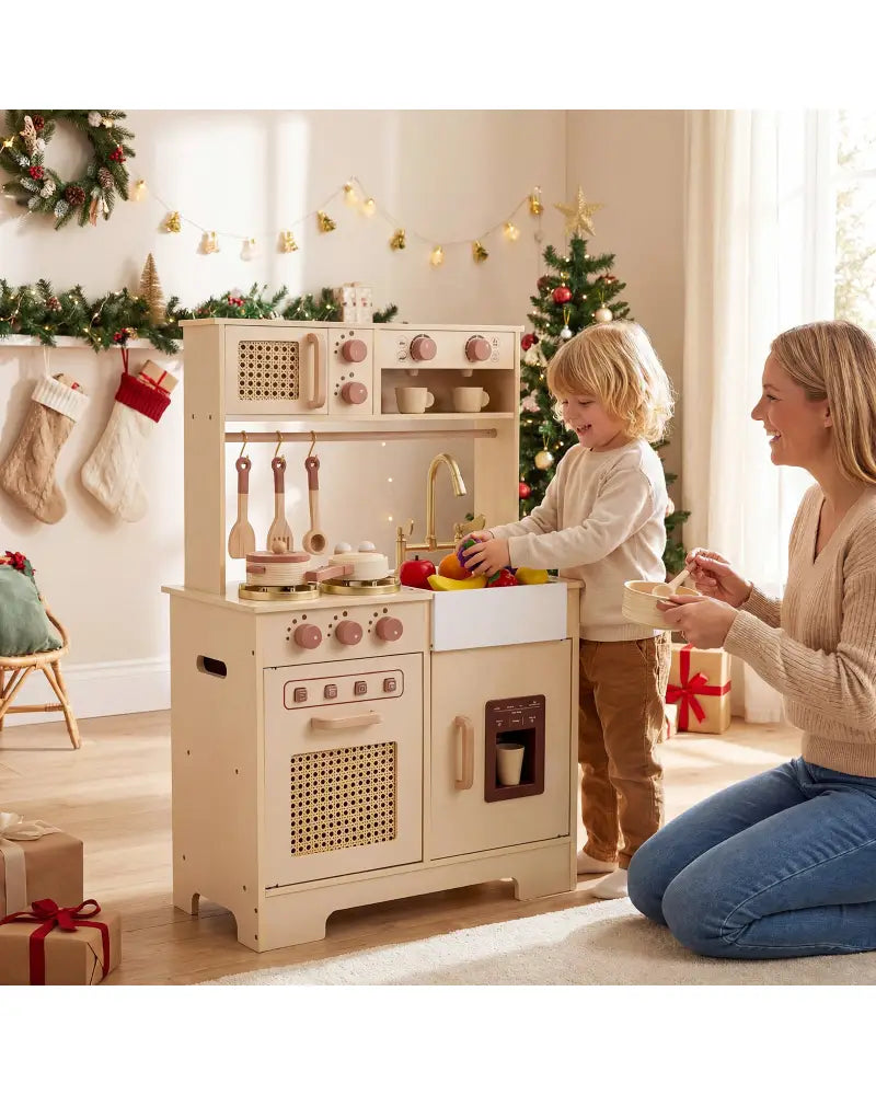 Chef Pretend Play Kitchen for Kids with Realistic Lights and Sounds-Yellow - Yellow - Play Kitchen Sets