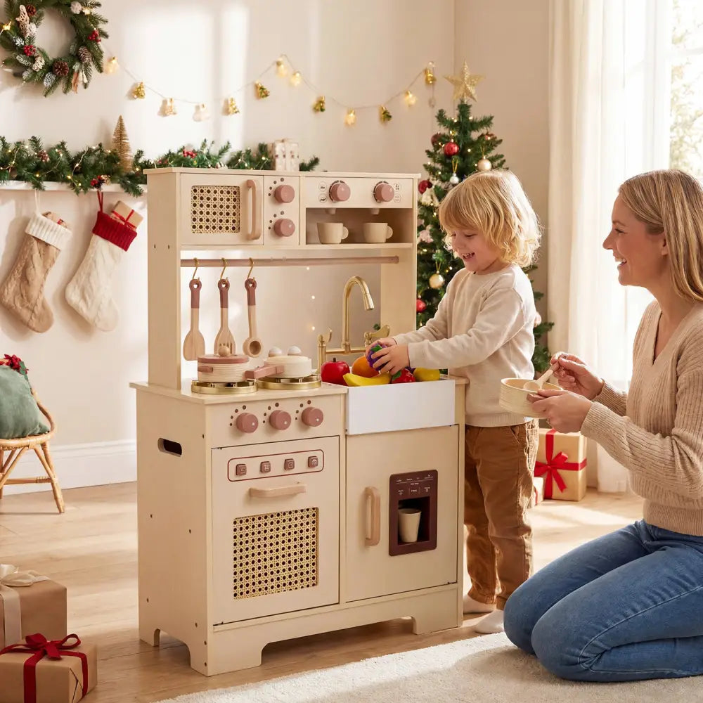 Chef Pretend Play Kitchen for Kids with Realistic Lights and Sounds-Yellow - Yellow - Play Kitchen Sets