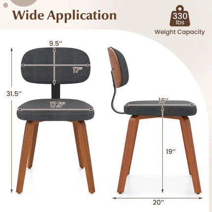 Chenille Fabric Upholstered Wooden Kitchen Chairs Set of 2-Dark Gray - Dark Gray - Dining Chairs
