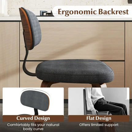Chenille Fabric Upholstered Wooden Kitchen Chairs Set of 2-Dark Gray - Dark Gray - Dining Chairs