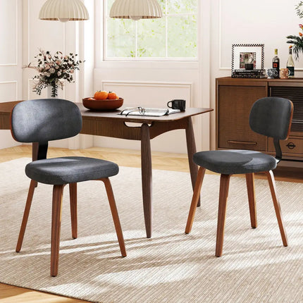 Chenille Fabric Upholstered Wooden Kitchen Chairs Set of 2-Dark Gray - Dark Gray - Dining Chairs