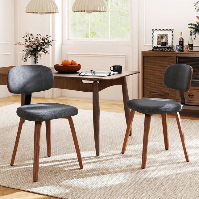 Chenille Fabric Upholstered Wooden Kitchen Chairs Set of 2-Dark Gray - Dark Gray - Dining Chairs
