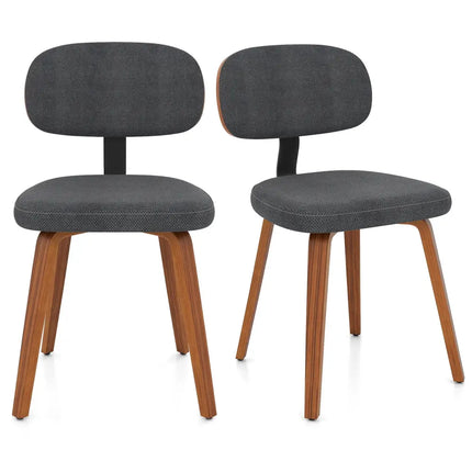 Chenille Fabric Upholstered Wooden Kitchen Chairs Set of 2-Dark Gray - Dark Gray - Dining Chairs