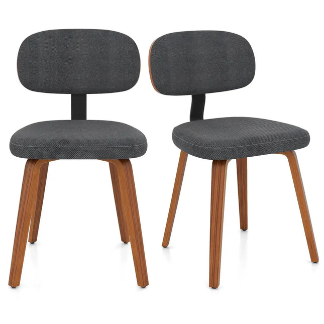 Chenille Fabric Upholstered Wooden Kitchen Chairs Set of 2-Dark Gray - Dark Gray - Dining Chairs