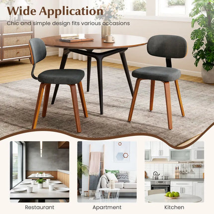 Chenille Fabric Upholstered Wooden Kitchen Chairs Set of 2-Dark Gray - Dark Gray - Dining Chairs