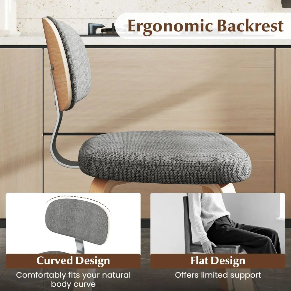 Chenille Fabric Upholstered Wooden Kitchen Chairs Set of 2-Gray - Gray - Dining Chairs
