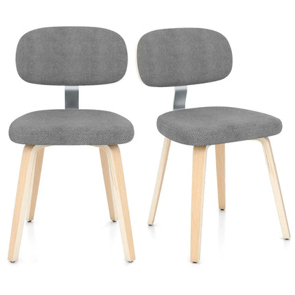 Chenille Fabric Upholstered Wooden Kitchen Chairs Set of 2-Gray - Gray - Dining Chairs