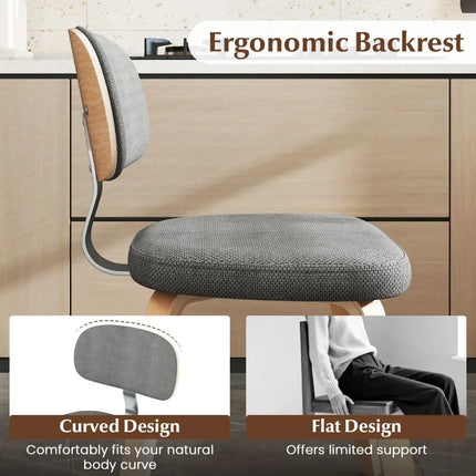Chenille Fabric Upholstered Wooden Kitchen Chairs Set of 2-Gray - Gray - Dining Chairs