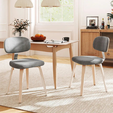 Chenille Fabric Upholstered Wooden Kitchen Chairs Set of 2-Gray - Gray - Dining Chairs
