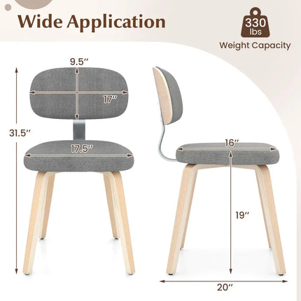 Chenille Fabric Upholstered Wooden Kitchen Chairs Set of 2-Gray - Gray - Dining Chairs