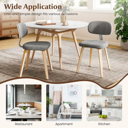 Chenille Fabric Upholstered Wooden Kitchen Chairs Set of 2-Gray - Gray - Dining Chairs
