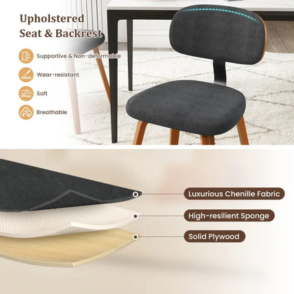 Chenille Fabric Upholstered Wooden Kitchen Chairs Set of 4-Dark Gray - Dark Gray - Dining Chairs