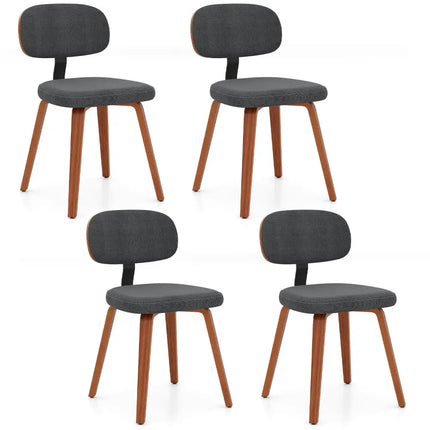 Chenille Fabric Upholstered Wooden Kitchen Chairs Set of 4-Dark Gray - Dark Gray - Dining Chairs