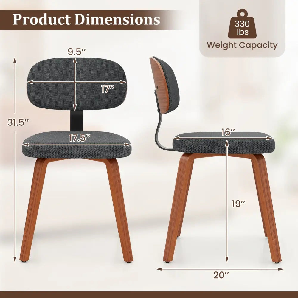 Chenille Fabric Upholstered Wooden Kitchen Chairs Set of 4-Dark Gray - Dark Gray - Dining Chairs