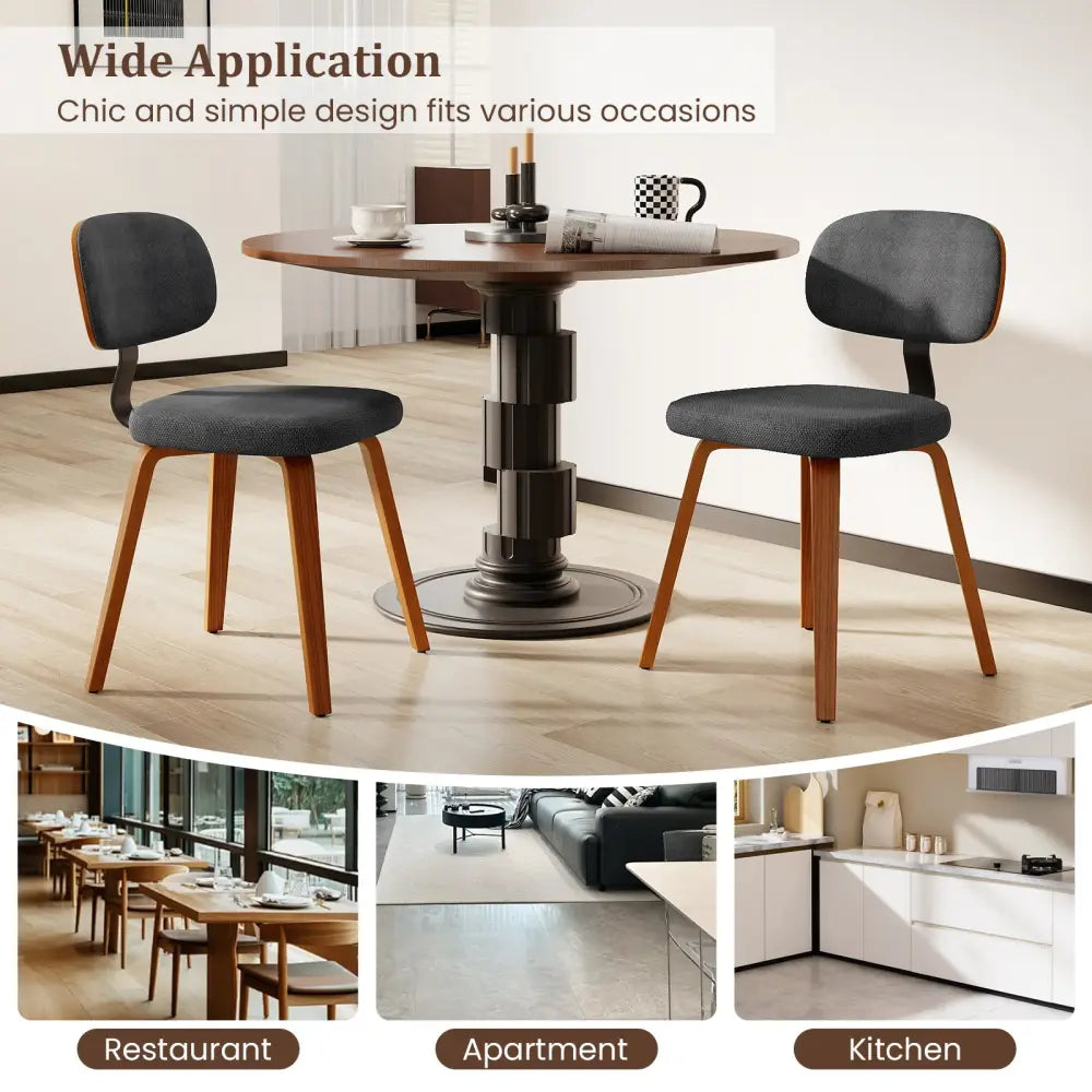Chenille Fabric Upholstered Wooden Kitchen Chairs Set of 4-Dark Gray - Dark Gray - Dining Chairs