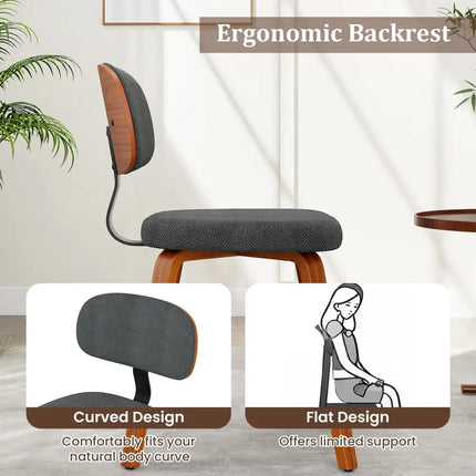 Chenille Fabric Upholstered Wooden Kitchen Chairs Set of 4-Dark Gray - Dark Gray - Dining Chairs