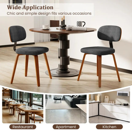 Chenille Fabric Upholstered Wooden Kitchen Chairs Set of 4-Dark Gray - Dark Gray - Dining Chairs