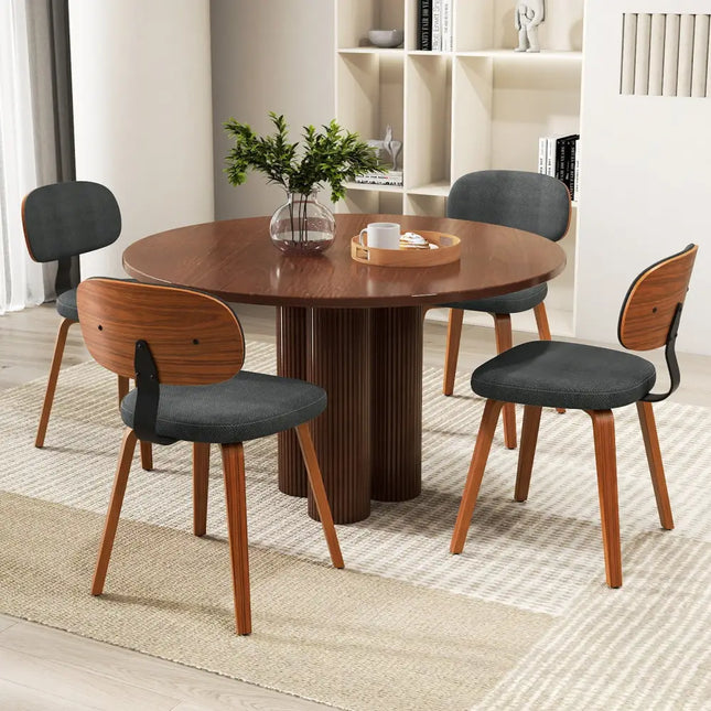 Chenille Fabric Upholstered Wooden Kitchen Chairs Set of 4-Dark Gray - Dark Gray - Dining Chairs