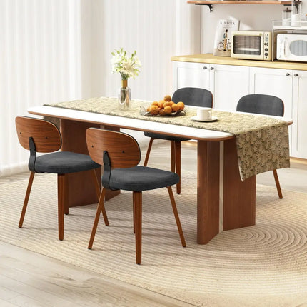 Chenille Fabric Upholstered Wooden Kitchen Chairs Set of 4-Dark Gray - Dark Gray - Dining Chairs