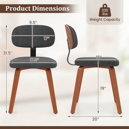 Chenille Fabric Upholstered Wooden Kitchen Chairs Set of 4-Dark Gray - Dark Gray - Dining Chairs