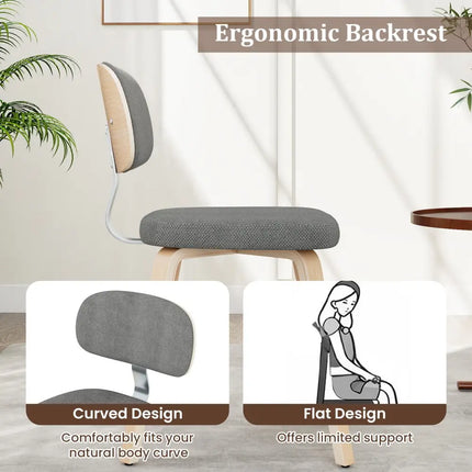 Chenille Fabric Upholstered Wooden Kitchen Chairs Set of 4-Gray - Gray - Dining Chairs