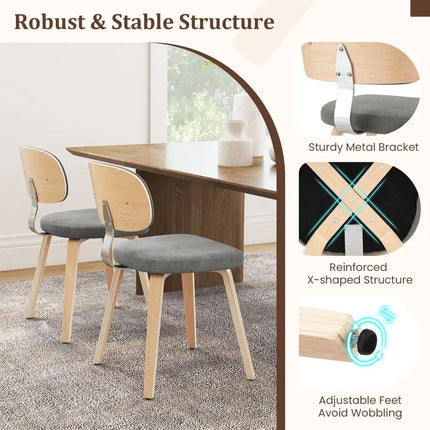 Chenille Fabric Upholstered Wooden Kitchen Chairs Set of 4-Gray - Gray - Dining Chairs
