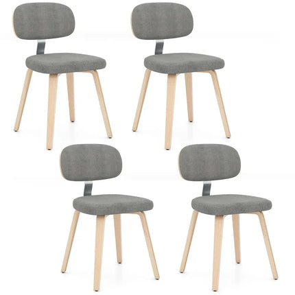 Chenille Fabric Upholstered Wooden Kitchen Chairs Set of 4-Gray - Gray - Dining Chairs