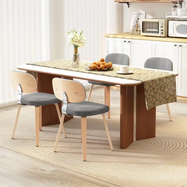 Chenille Fabric Upholstered Wooden Kitchen Chairs Set of 4-Gray - Gray - Dining Chairs