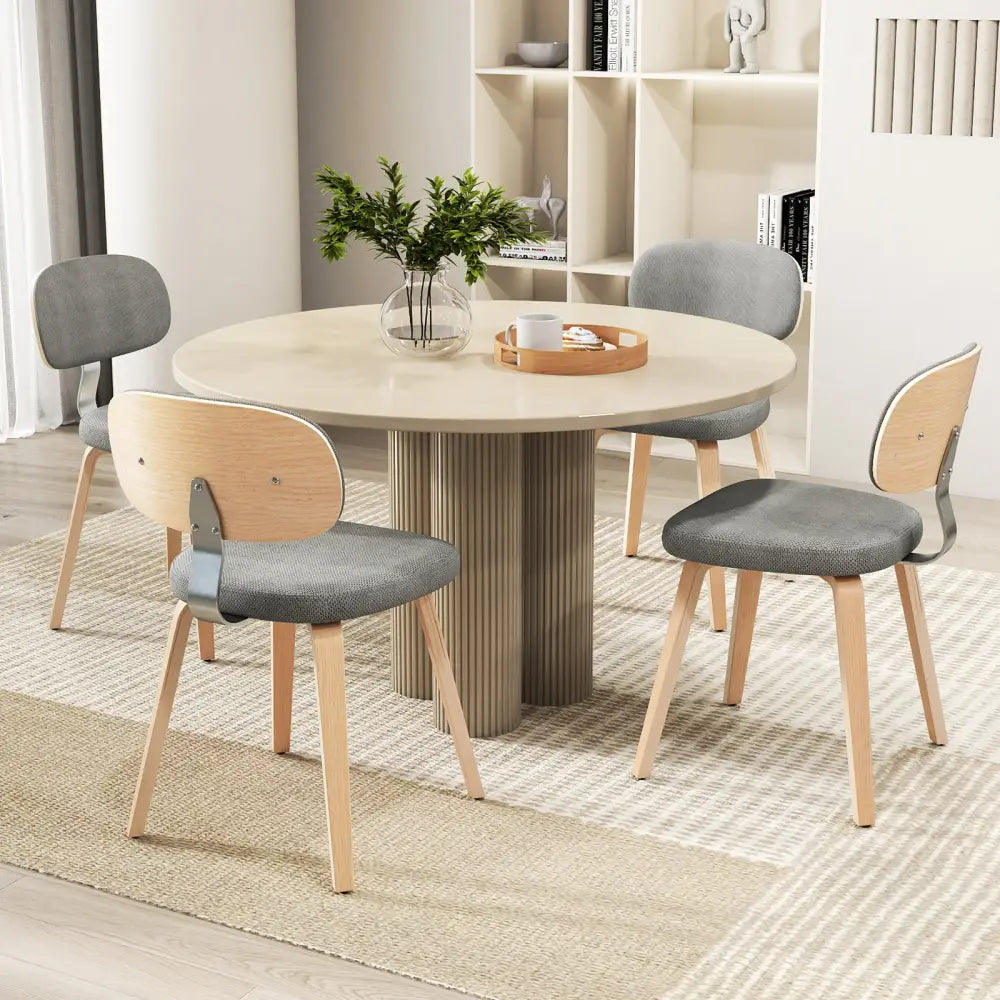 Chenille Fabric Upholstered Wooden Kitchen Chairs Set of 4-Gray - Gray - Dining Chairs
