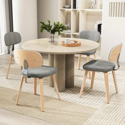 Chenille Fabric Upholstered Wooden Kitchen Chairs Set of 4-Gray - Gray - Dining Chairs