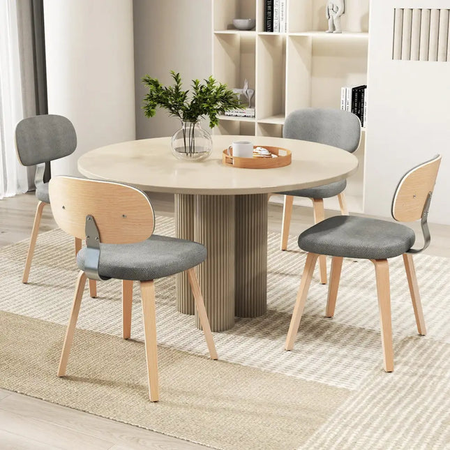 Chenille Fabric Upholstered Wooden Kitchen Chairs Set of 4-Gray - Gray - Dining Chairs