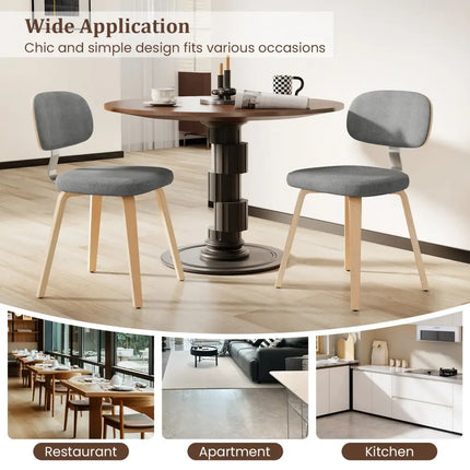Chenille Fabric Upholstered Wooden Kitchen Chairs Set of 4-Gray - Gray - Dining Chairs