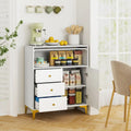 Chest of Drawers with Flip Up Fluted Glass Door for Bedroom Kitchen-Gray - Gray - Cabinets & Chests