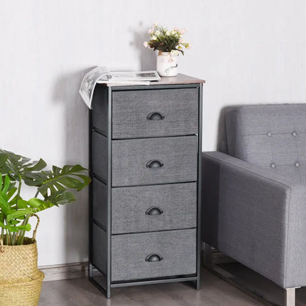 Chest Storage Tower Side Table Display Storage with 4 Drawers-Black - Black - Dressers & Chests