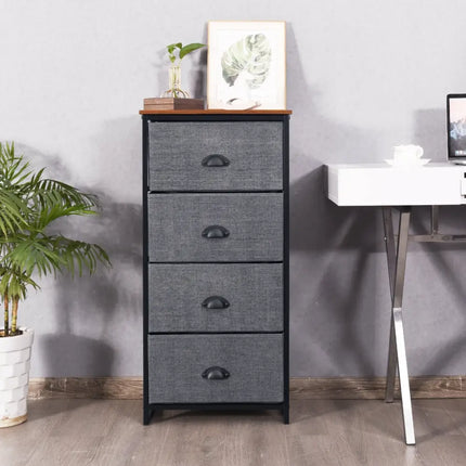 Chest Storage Tower Side Table Display Storage with 4 Drawers-Black - Black - Dressers & Chests