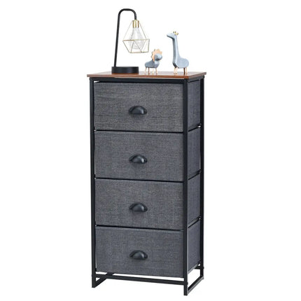 Chest Storage Tower Side Table Display Storage with 4 Drawers-Black - Black - Dressers & Chests