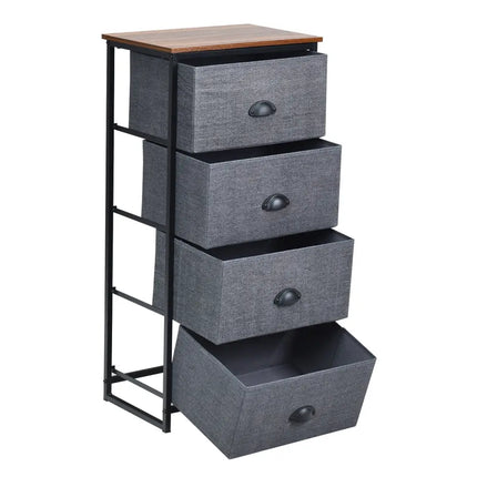 Chest Storage Tower Side Table Display Storage with 4 Drawers-Black - Black - Dressers & Chests