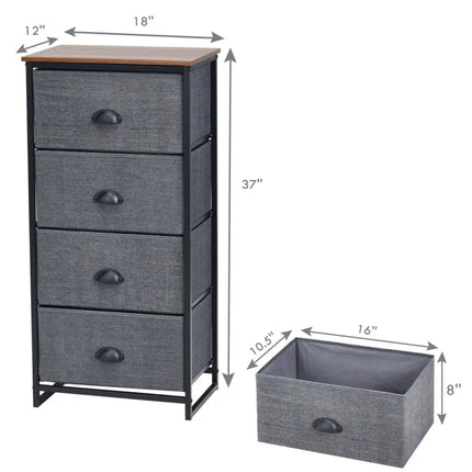 Chest Storage Tower Side Table Display Storage with 4 Drawers-Black - Black - Dressers & Chests