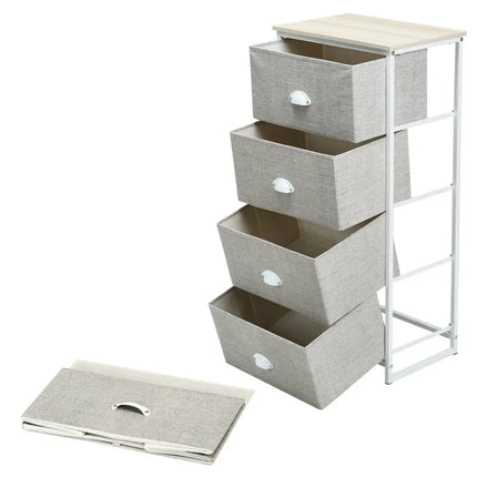 Chest Storage Tower Side Table Display Storage with 4 Drawers-Gray - Gray - Dressers & Chests