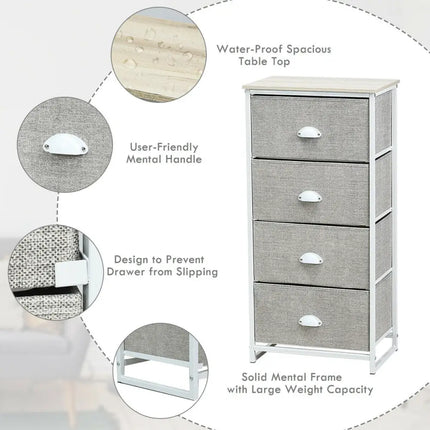 Chest Storage Tower Side Table Display Storage with 4 Drawers-Gray - Gray - Dressers & Chests
