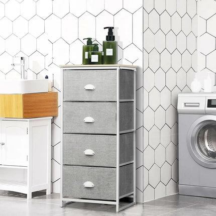 Chest Storage Tower Side Table Display Storage with 4 Drawers-Gray - Gray - Dressers & Chests