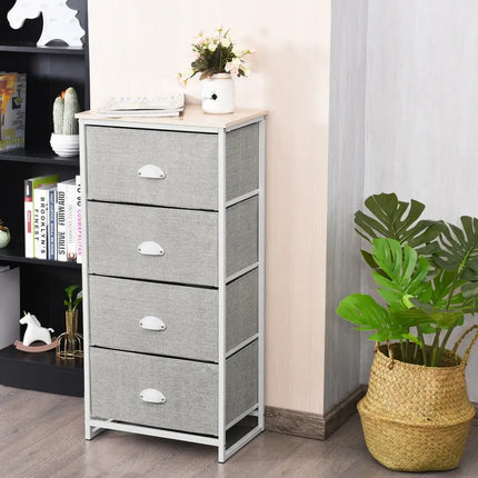 Chest Storage Tower Side Table Display Storage with 4 Drawers-Gray - Gray - Dressers & Chests