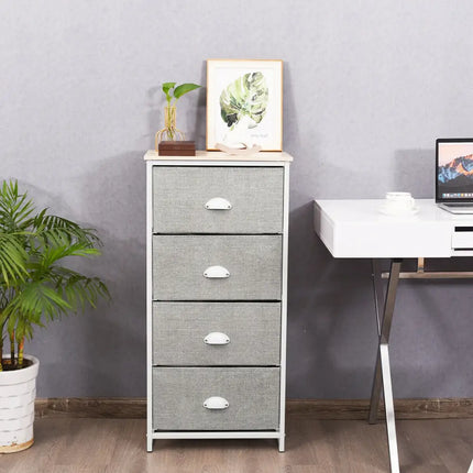 Chest Storage Tower Side Table Display Storage with 4 Drawers-Gray - Gray - Dressers & Chests