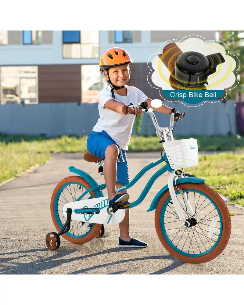 Children Bicycle with Front Handbrake and Rear Coaster Brake-Turquoise - Turquoise - Kids Bike