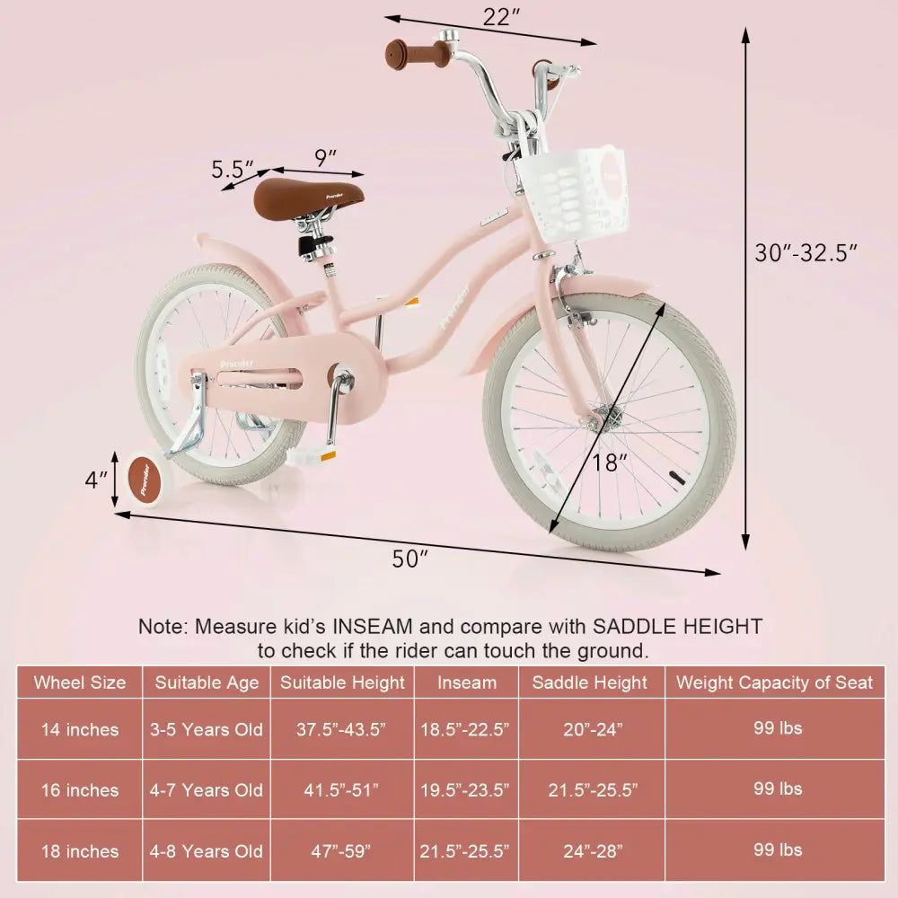 Children Bicycle with Front Handbrake and Rear Coaster Brake-Pink - Pink - Kids Bike