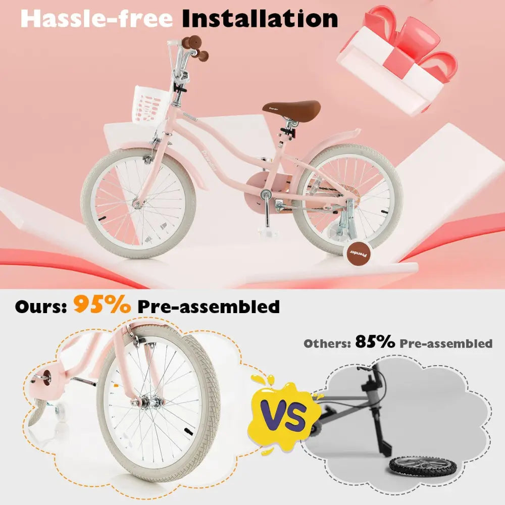 Children Bicycle with Front Handbrake and Rear Coaster Brake - Pink - Oasis Home Essentials