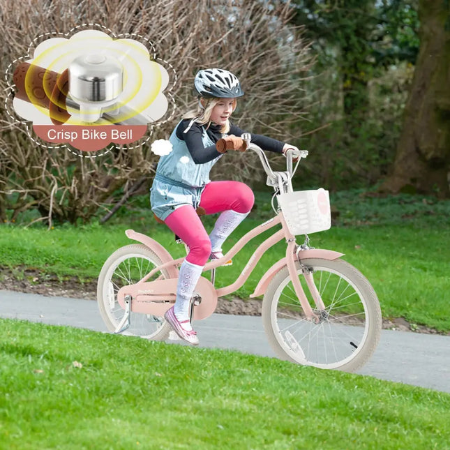 Children Bicycle with Front Handbrake and Rear Coaster Brake - Pink - Oasis Home Essentials