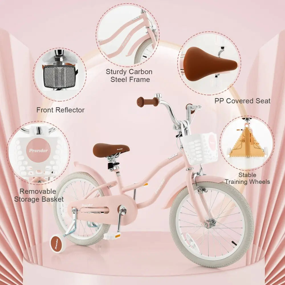 Children Bicycle with Front Handbrake and Rear Coaster Brake - Pink - Oasis Home Essentials