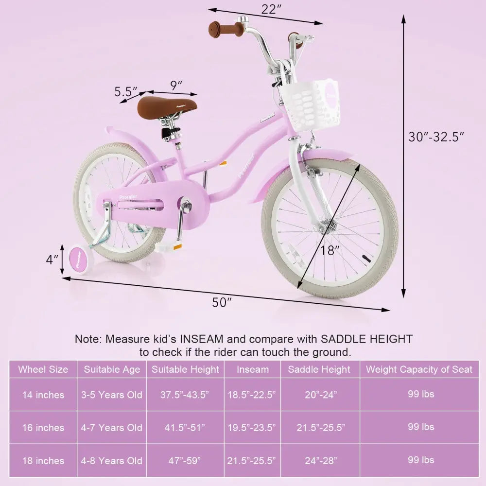 Children Bicycle with Front Handbrake and Rear Coaster Brake - Purple - Oasis Home Essentials